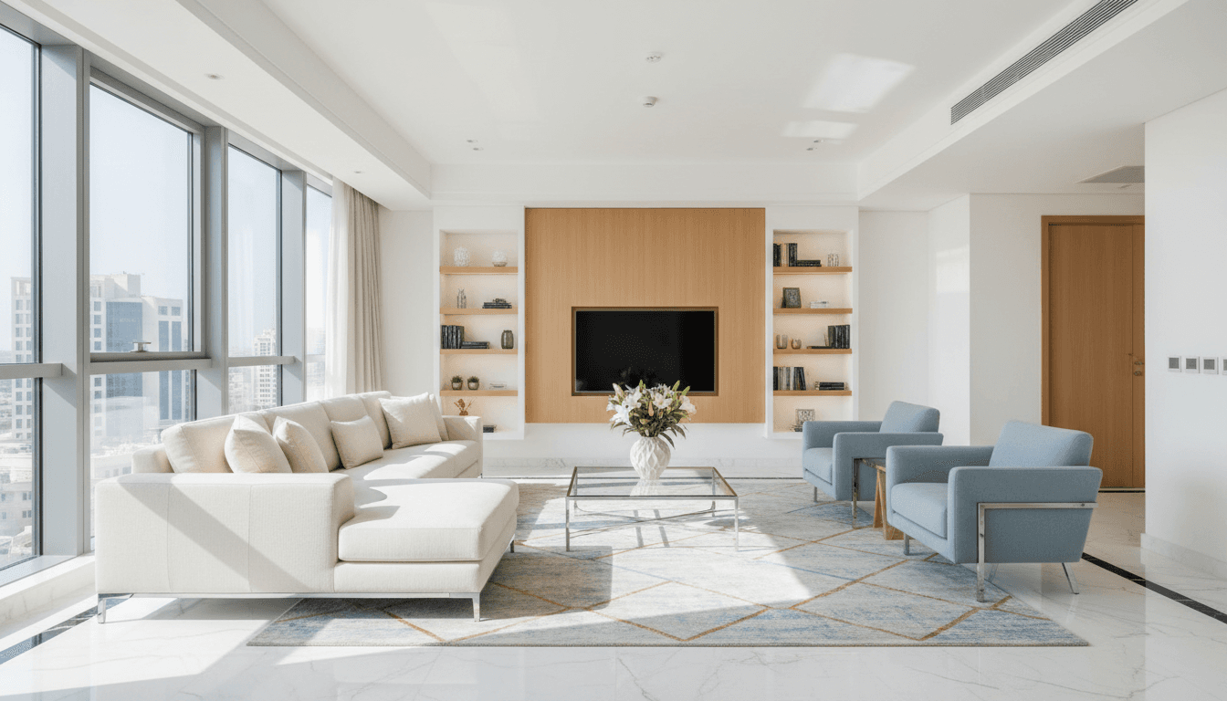 Bright, modern furnished apartment after professional cleaning